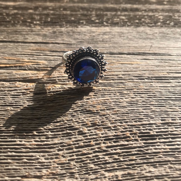 NWOT sterling silver London blue topaz quartz boho mendi style cocktail ring - Picture 6 of 11